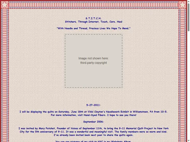 Screenshot of the original WTCQuilt.com: The front page