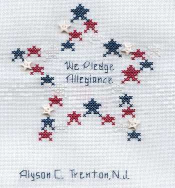 Cross-stitched memorial square by Alyson Calderone