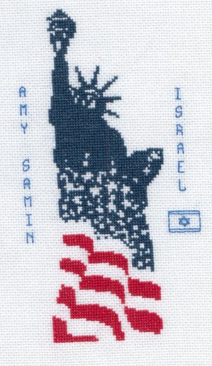 Cross-stitched memorial square by Amy Samin