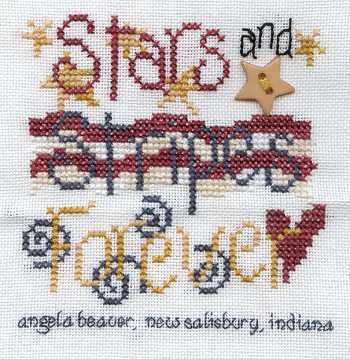Cross-stitched memorial square by Angela Beaver