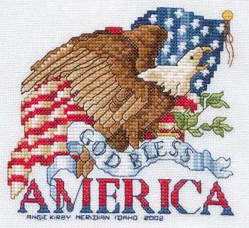 Cross-stitched memorial square by Angie Kirby