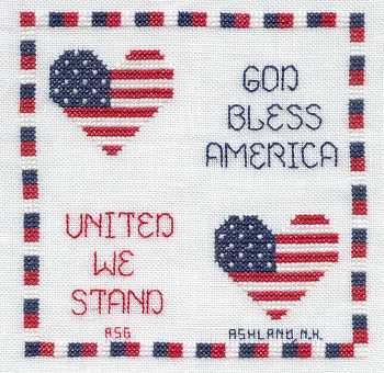 Cross-stitched memorial square by Anita Gray