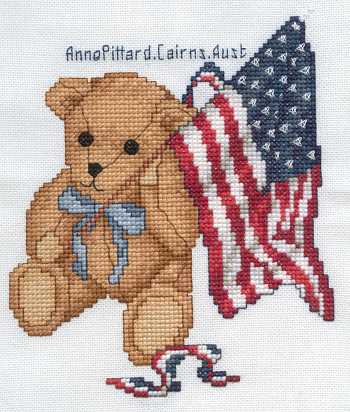 Cross-stitched memorial square by Anne Pittard