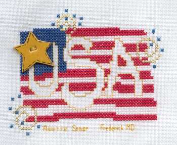 Cross-stitched memorial square by Annette Senior