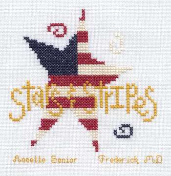 Cross-stitched memorial square by Annette Senior
