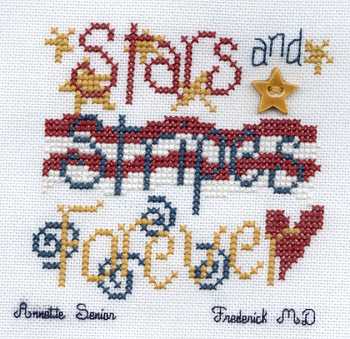 Cross-stitched memorial square by Annette Senior