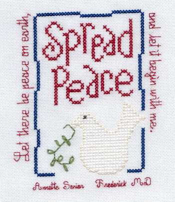 Cross-stitched memorial square by Annette Senior