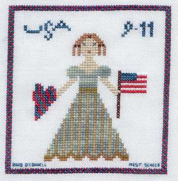 Cross-stitched memorial square by Barb O'Connell