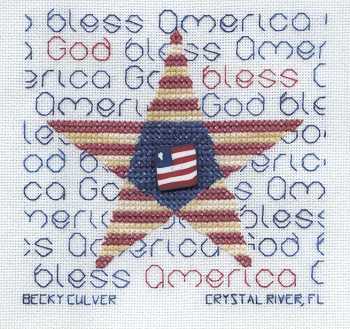 Cross-stitched memorial square by Becky Culver