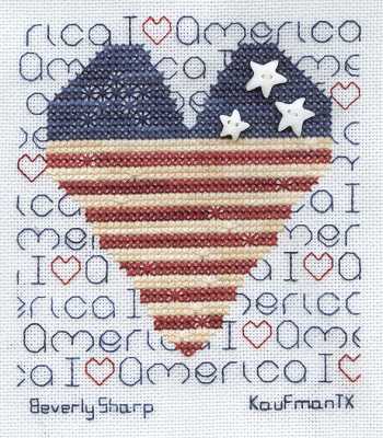 Cross-stitched memorial square by Beverly Sharp