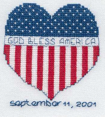 Cross-stitched memorial square by Billie Ritter