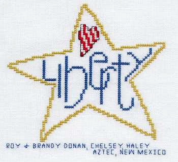 Cross-stitched memorial square by Brandy Donan
