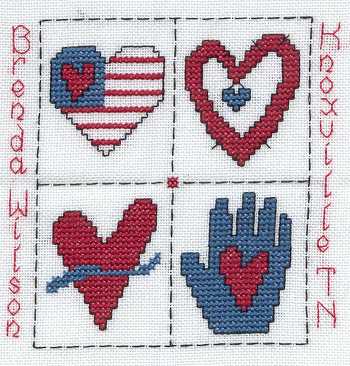 Cross-stitched memorial square by Brenda Wilson