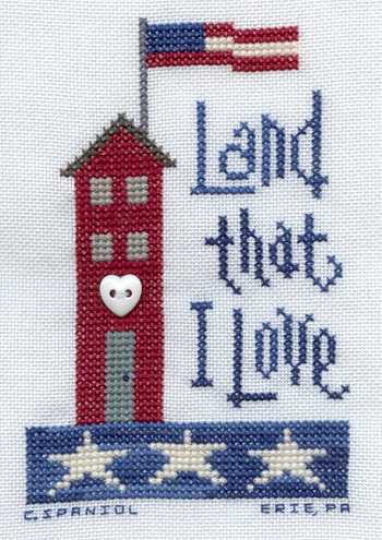 Cross-stitched memorial square by C. Spaniol