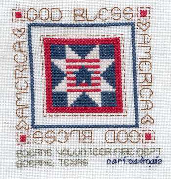 Cross-stitched memorial square by Cari Vadnais