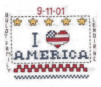 Cross-stitched memorial square by Carole Bulot