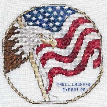 Cross-stitched memorial square by Carol Lauffer