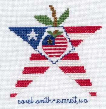 Cross-stitched memorial square by Carol Smith