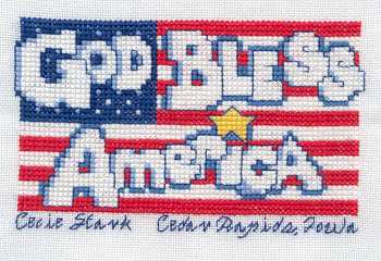 Cross-stitched memorial square by Cecie Stark
