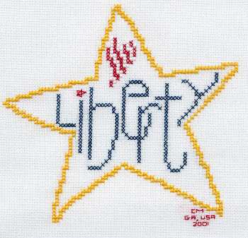 Cross-stitched memorial square by Cheryl Marr
