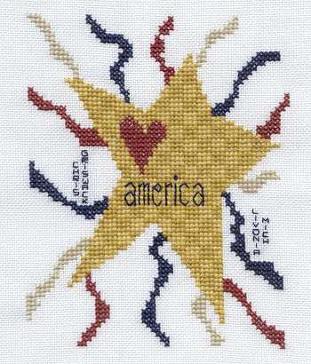 Cross-stitched memorial square by Chris Griswack