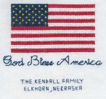 Cross-stitched memorial square by Christine Kendall