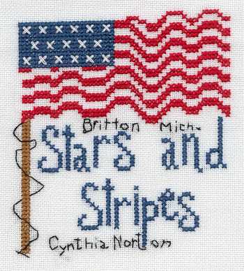 Cross-stitched memorial square by Cynthia Norton