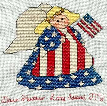 Cross-stitched memorial square by Dawn Huether
