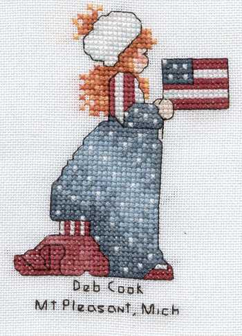 Cross-stitched memorial square by Deb Cook