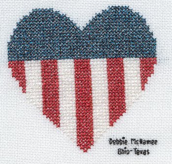 Cross-stitched memorial square by Debbie McNamee