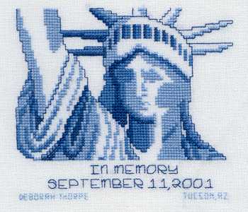Cross-stitched memorial square by Deborah Thorpe