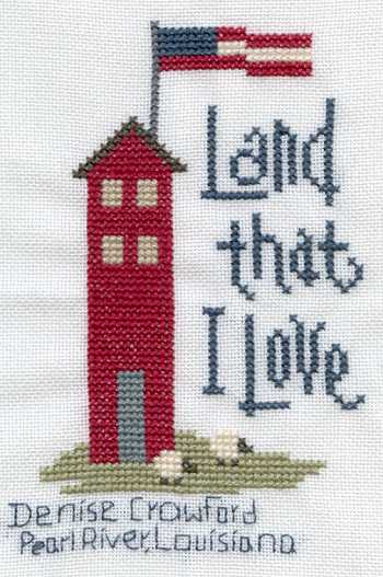 Cross-stitched memorial square by Denise Crawford