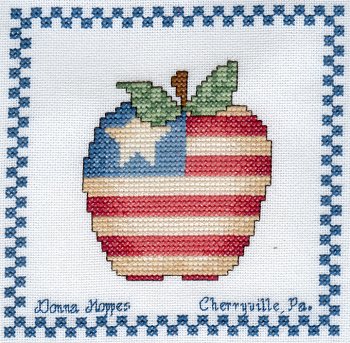 Cross-stitched memorial square by Donna Hoppes