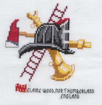 Cross-stitched memorial square by Elaine Wood