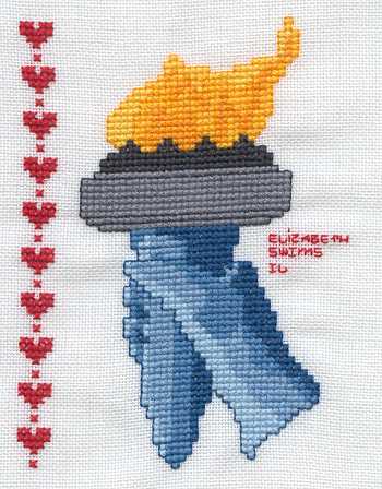 Cross-stitched memorial square by Elizabeth Swims