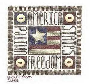 Cross-stitched memorial square by Elizabeth Swims