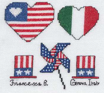 Cross-stitched memorial square by Francesca Bennardis
