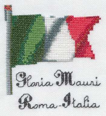 Cross-stitched memorial square by Gloria Mauri
