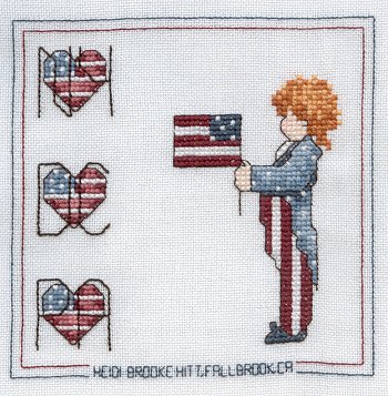 Cross-stitched memorial square by Heidi Hitt