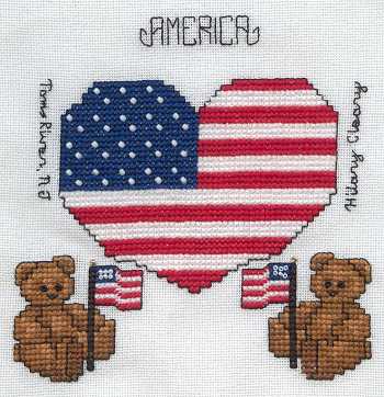 Cross-stitched memorial square by Hilary Cleary