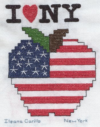 Cross-stitched memorial square by Ileana Carillo