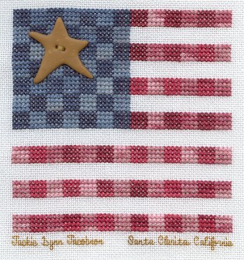 Cross-stitched memorial square by Jackie Jacobson