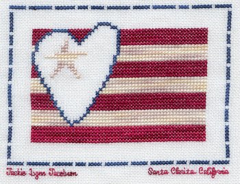 Cross-stitched memorial square by Jackie Jacobson