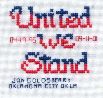 Cross-stitched memorial square by Jan Goldsberry
