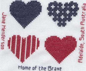 Cross-stitched memorial square by Jane Henderson