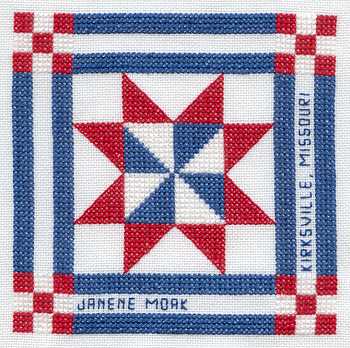 Cross-stitched memorial square by Janene Moak