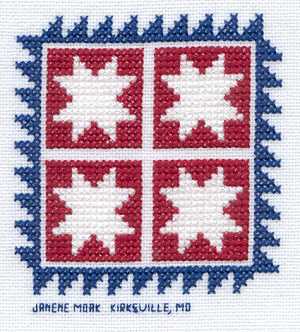Cross-stitched memorial square by Janene Moak