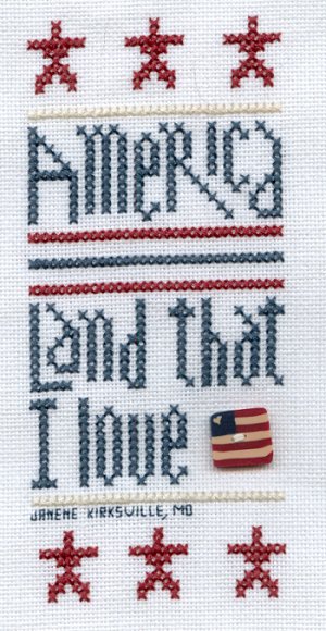 Cross-stitched memorial square by Janene Moak