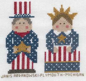 Cross-stitched memorial square by Janis Ardanowski