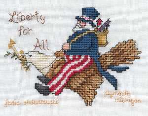 Cross-stitched memorial square by Janis Ardanowski